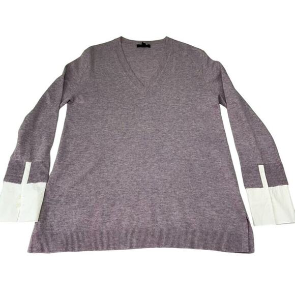 J.Crew Sweater Womens Medium Purple Lilac Wool Blend Long Sleeve V-Neck - Picture 4 of 13